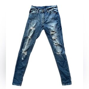 Kancan Estilo Size 3 waist 25 26, stretch skinny distressed midrise jeans. VGUC